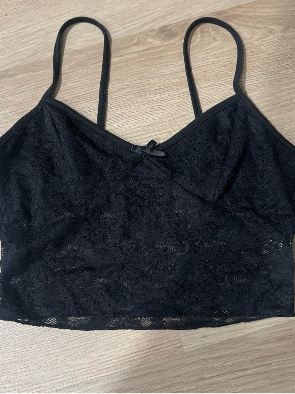 SHEIN Black Lace Cropped Cami Top